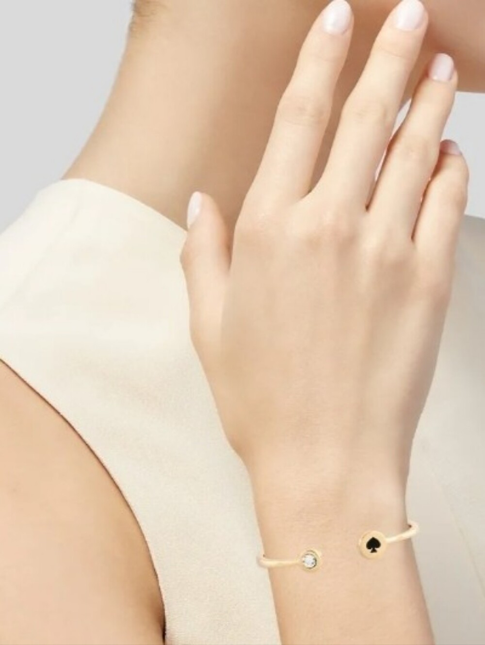 kate spade Gold-Tone Open Cuff Bracelet with Purple Spade and Crystal - Picture 3 of 16